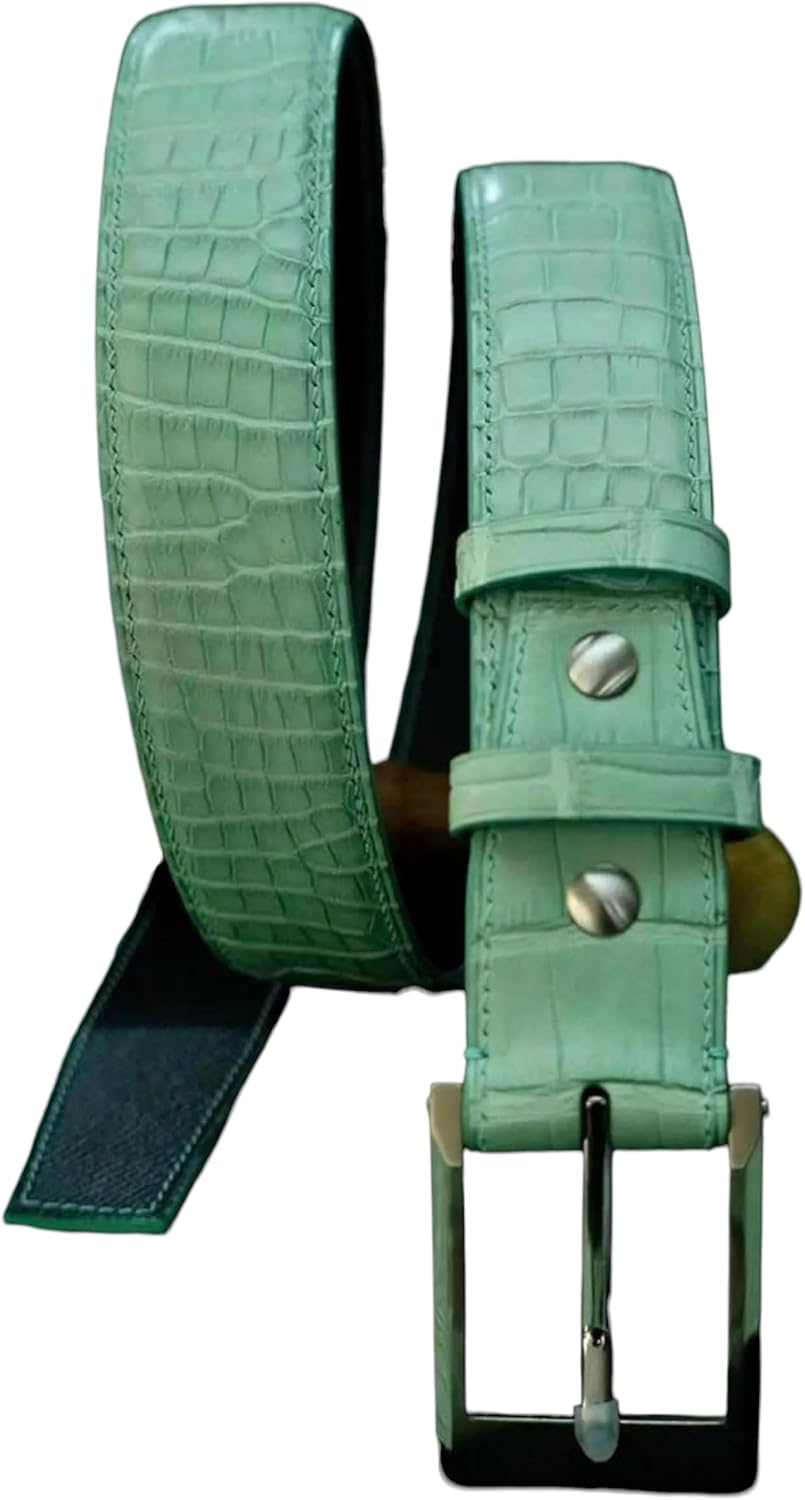 Genuine Alligator Leather Belts Buckle for Men, Crocodile Skin Belt for Mens