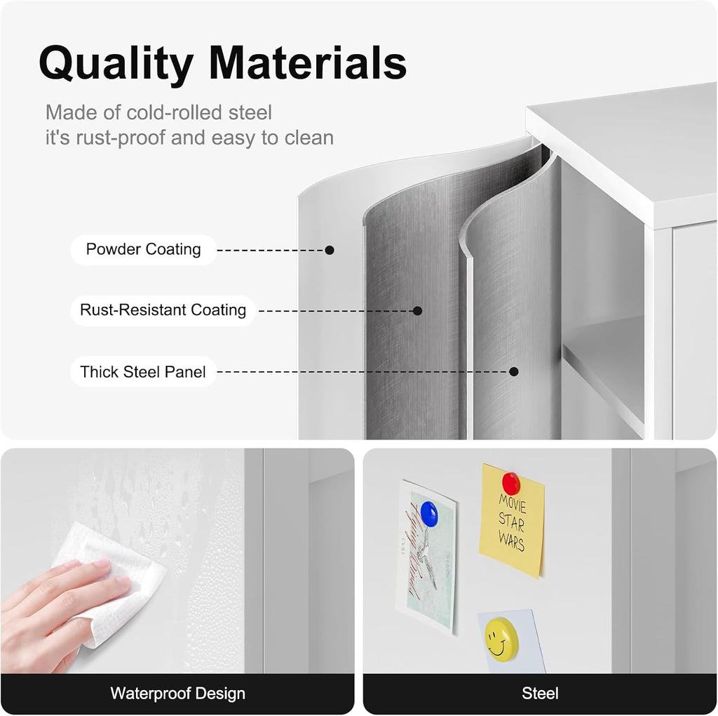Bevivog 69' Pantry Cabinet,Tall Metal Storage Cabinet with 2 Glass Doors, Freestanding Display Cupboard Tall Bathroom Linen Cabinets with 5 Shelves Storage for Living Room Kitchen Pantry