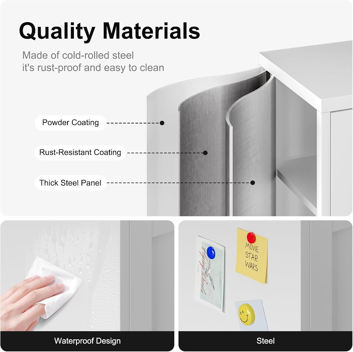 Bevivog 69' Pantry Cabinet,Tall Metal Storage Cabinet with 2 Glass Doors, Freestanding Display Cupboard Tall Bathroom Linen Cabinets with 5 Shelves Storage for Living Room Kitchen Pantry
