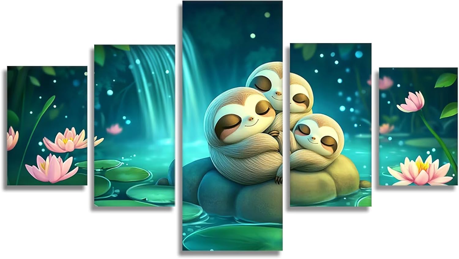 Sloth Diamond Art 5 Piece Diamond Painting Animal 5D DIY Full Round Drill Dimond Art Paintings Rhinestones Crafts for Adults Gem Painting for Home Decor, Large Artwork for Wall 40 x 80 Inch, Model471