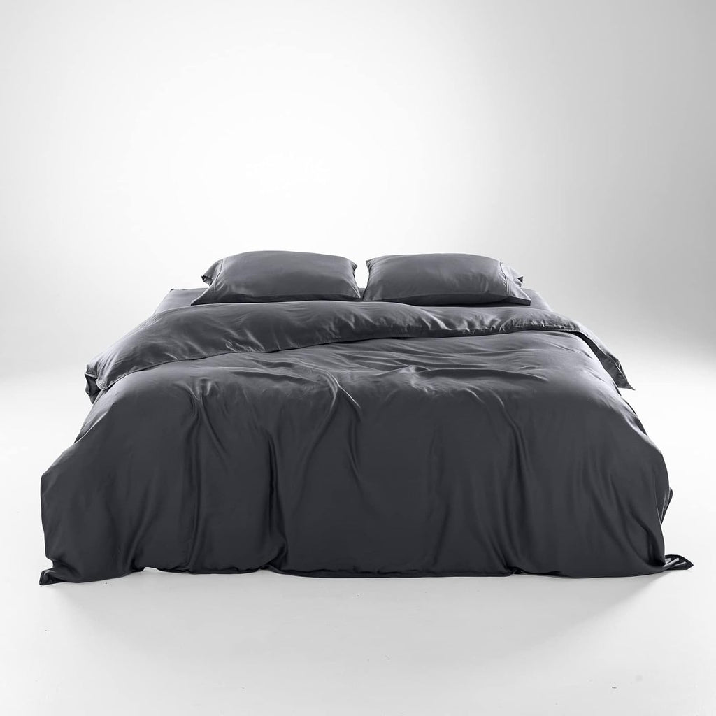 Olive + Crate Tencel King Duvet Cover Set - Hypoallergenic, Cooling Lyocell, Eucalyptus Duvet Cover for Hot Sleepers with Two Pillowcases - Charcoal 3-Piece
