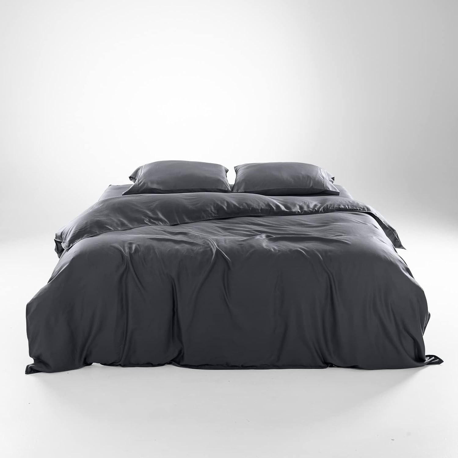 Olive + Crate Tencel King Duvet Cover Set - Hypoallergenic, Cooling Lyocell, Eucalyptus Duvet Cover for Hot Sleepers with Two Pillowcases - Charcoal 3-Piece