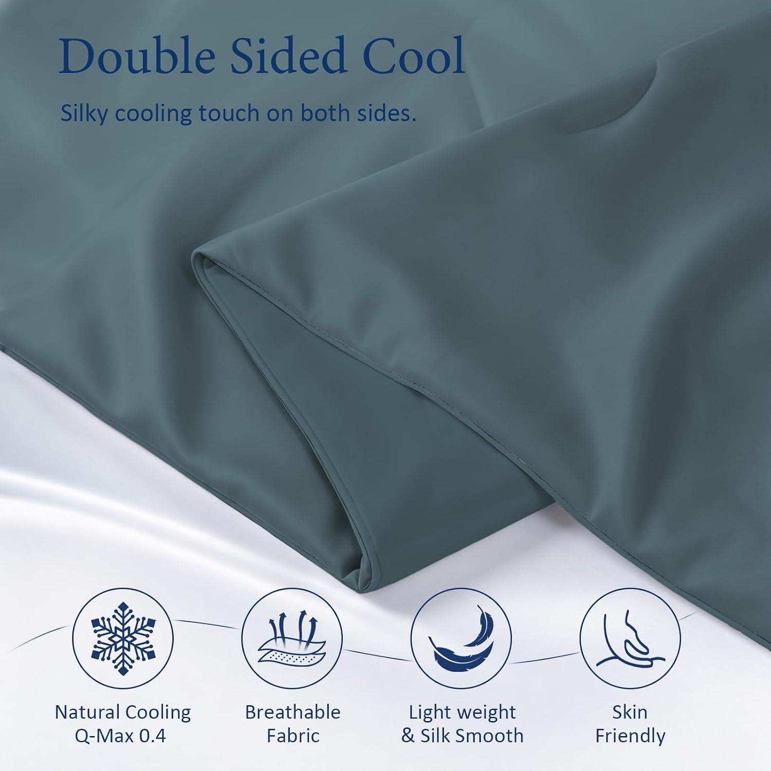 Cooling Blanket Comforter Hot Sleepers Twin/Twin XL Soft Cooling Blanket, Double-Sided Cool Bedding for Night Sweats, All-Season Lightweight Comforter(68 * 90inch, Blue-Gray)