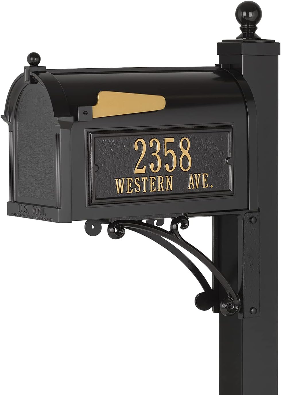 Whitehall Deluxe Streetside Mailbox Package,Black,Extra Large,70726