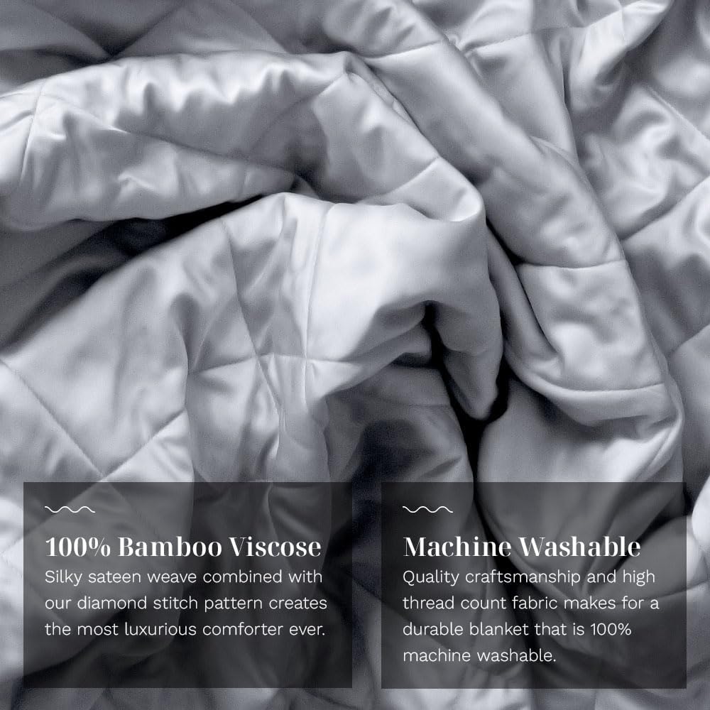 LUXOME Lightweight Blanket | 100% Rayon (Viscose) from Bamboo Fabric & Fill | Full/Queen - 86'x92' | Super Soft | Thermal-Regulating | Stone