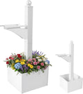 Colingmill 1 Set Iron Mailbox Posts with Planter Box for Outside 56 Inch / 4.6 ft Tall Decorative Mount with Flower Box Heavy Duty Architectural Post(White)