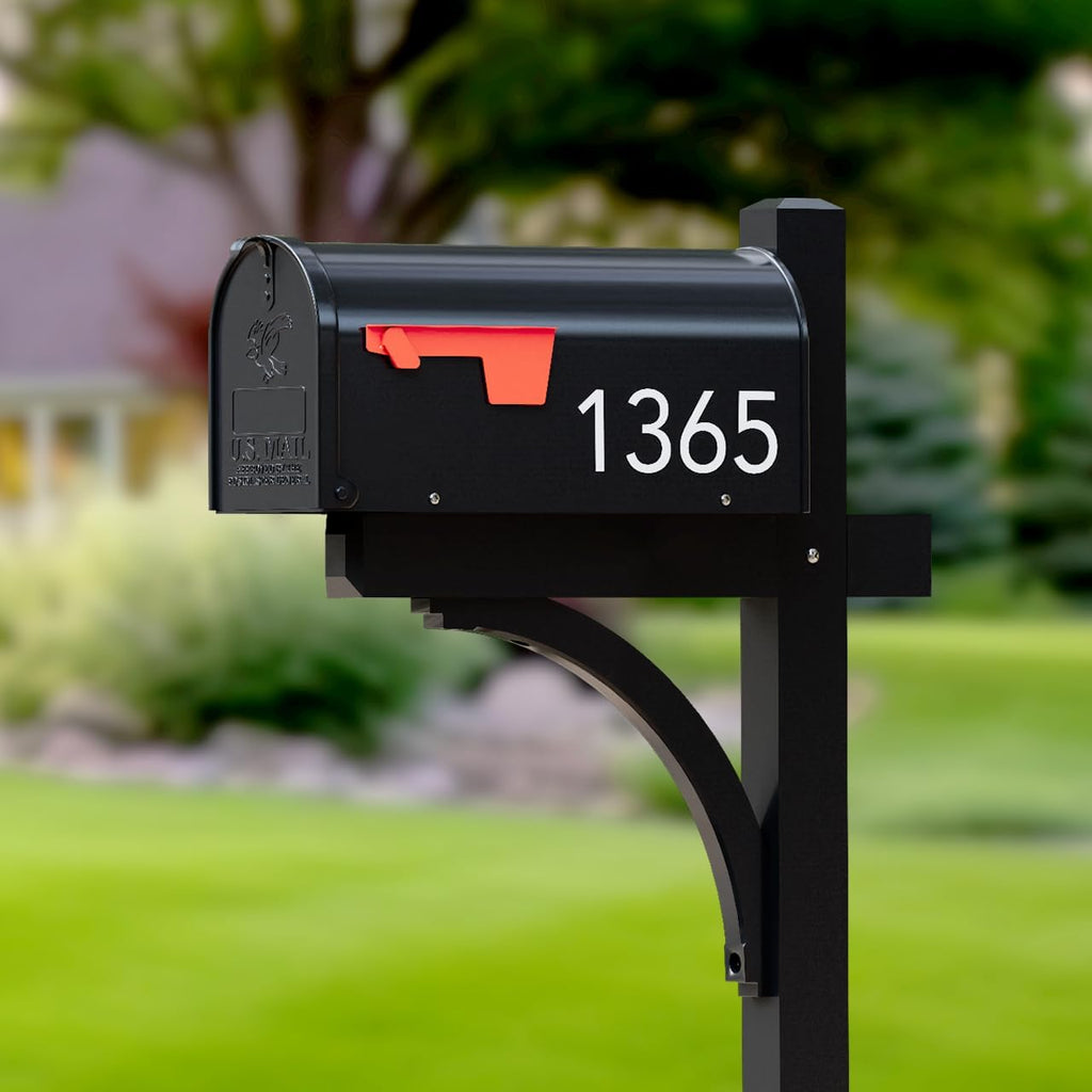 The Glenbrook Aluminum Mailbox Post - Complete System with Steel Mailbox and Aluminum Post Included (All Black)