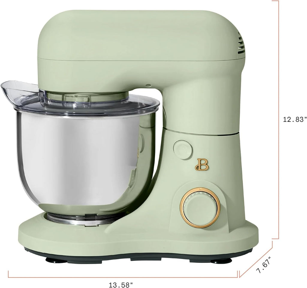 3.5 Qt Stand Mixer, 300W Powerful Motor, Tilt-Head Design with Stainless Steel Bowl, 12 Speeds, Includes Dough Hook Whisk Beater for Baking Mixing (Sage Green)