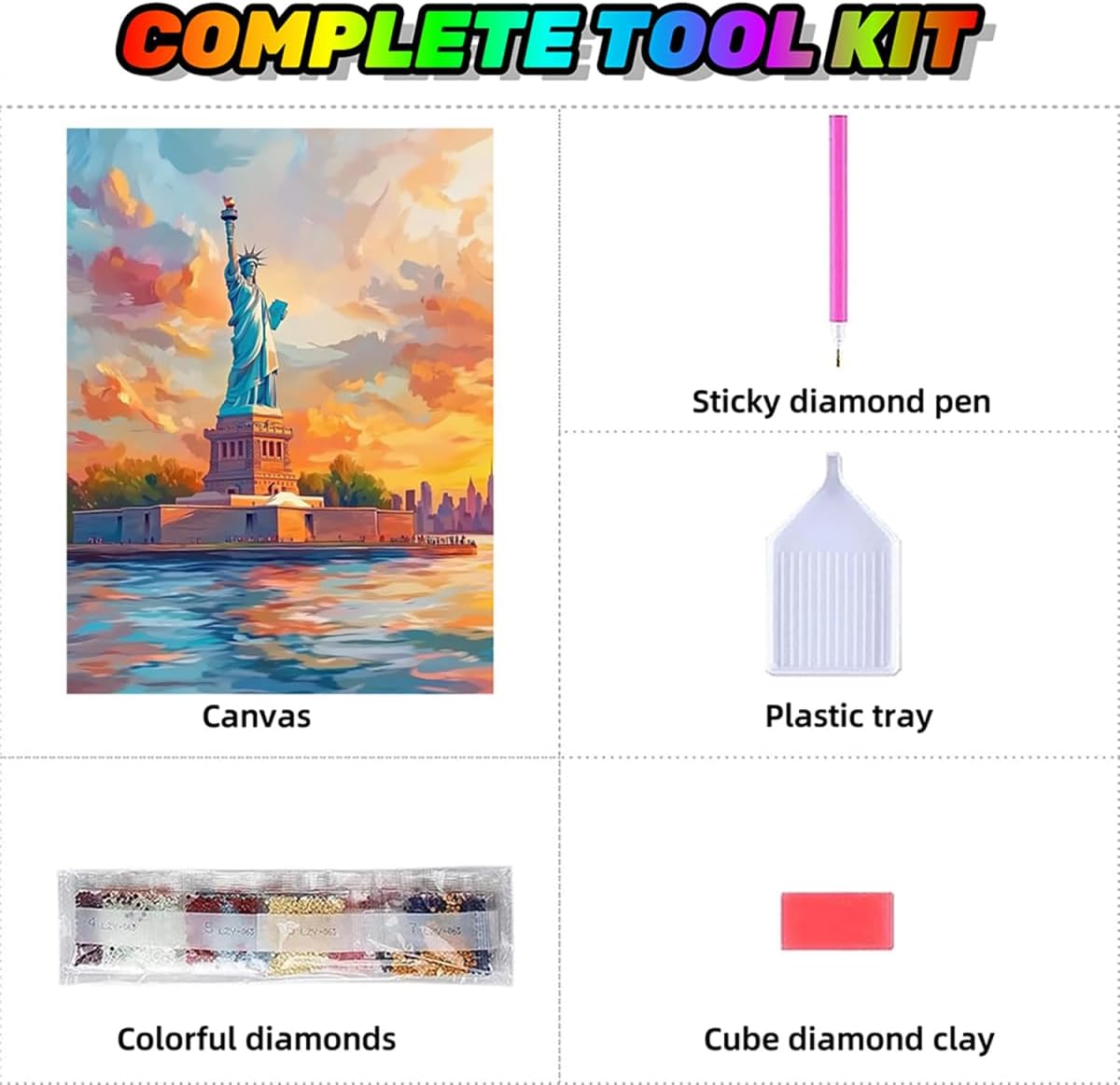 Statue Of Liberty Dimond Painting Kit, New York Diamond Art Kits for Adults DIY 5D Square Dirll Crystal Gem Art Paintings Embroidery Crafts Picture, Home Wall Decor, Gifts for Women 40x54in i4-11U