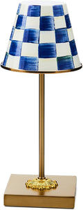 MACKENZIE-CHILDS LED Rechargeable Cafe Table Lamp, Cordless Decorative Lamp, Blue-and-White Royal Check