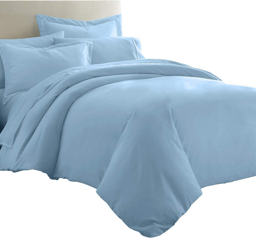 Royal Tradition 8 Pieces Bed in a Bag Set: Queen Size, Viscose from Bamboo, Solid Blue (Sheet Set & Duvet Cover Set) + White Down Alternative Comforter