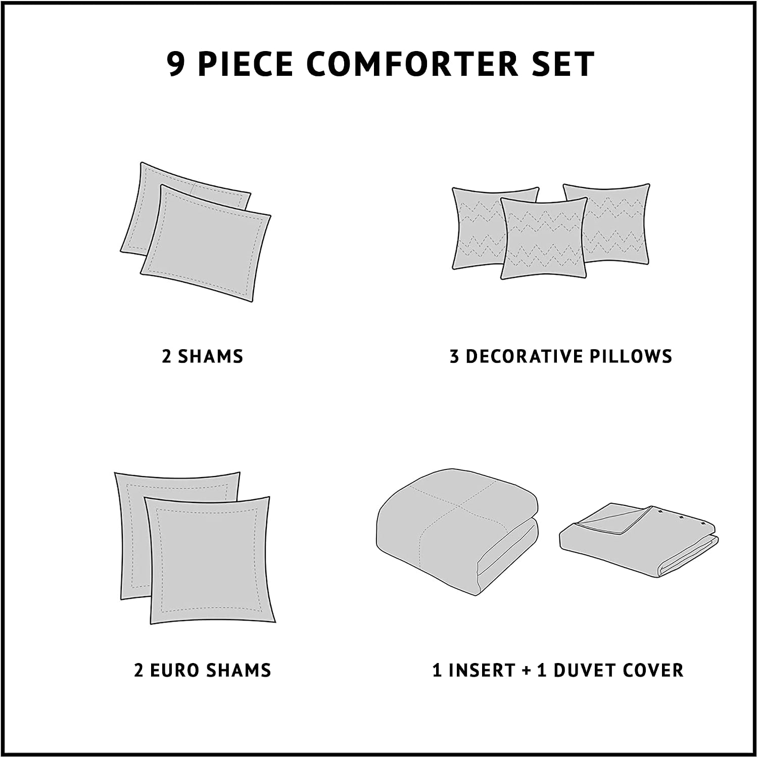 Madison Park Signature Cozy Comforter Set - All Season Bedding Combo Filled Insert and Removable Duvet Cover, Shams, Decorative Pillows, Plaid Brown/Black Queen (92 in x 96 in) 9 Piece