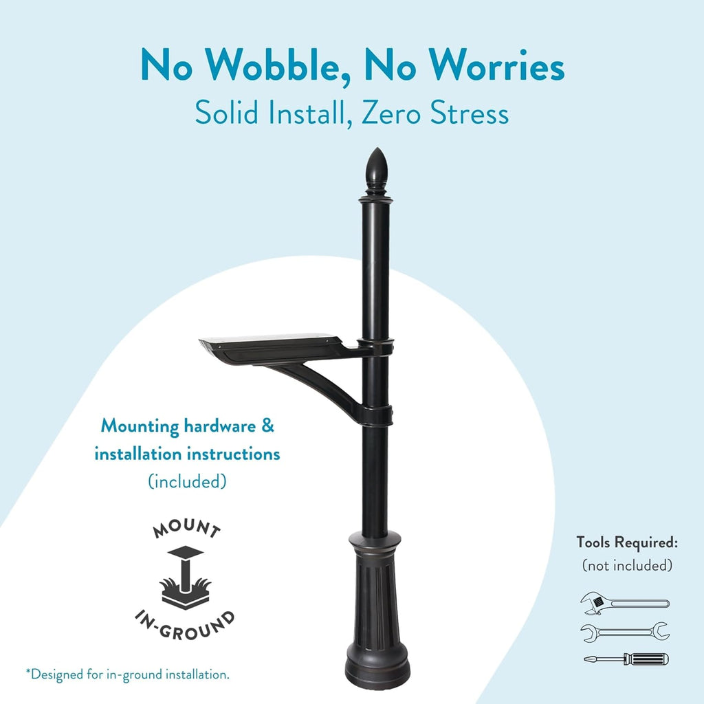 Architectural Mailboxes Hamilton Aluminum Mailbox Post, Compatibility Code F, G, H, 7510B-10, Black
