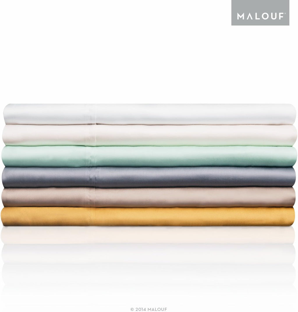Malouf Soft and Eco Friendly Tencel Pillowcase-and-Sheet-Sets, Split Queen Size, White