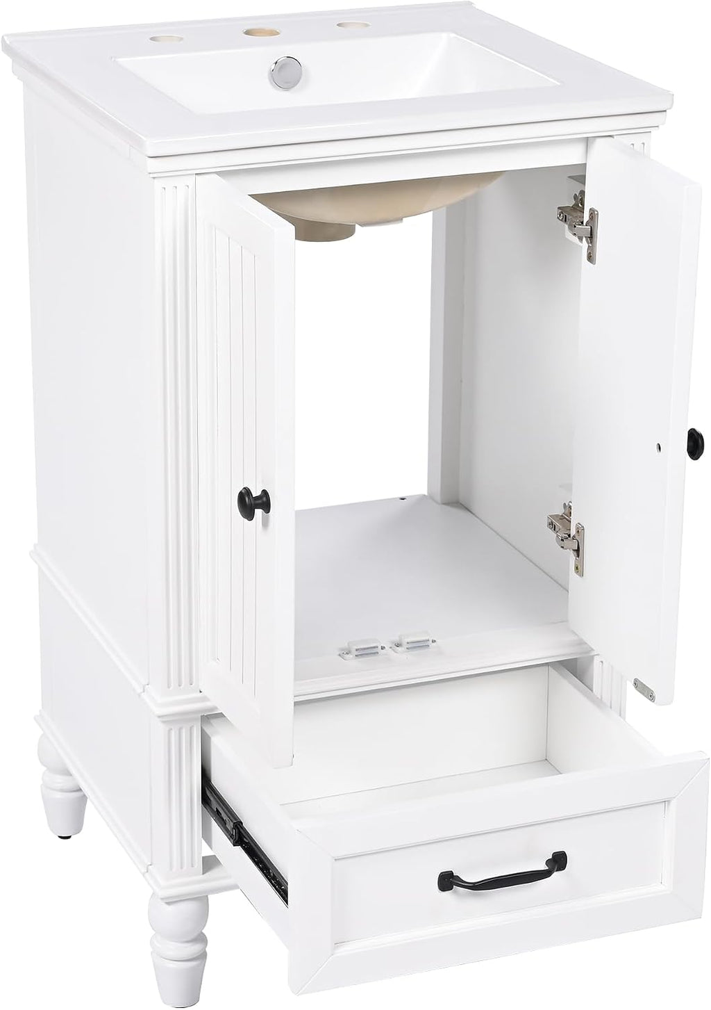 Bellemave 20 Inch Bathroom Vanity with Sink 20' Bathroom Vanity Set Bathroom Vanity and Basin Sink Combo with Two Doors, A Drawer and Magnetic Door Stopper for Bathroom No Mirror (White)