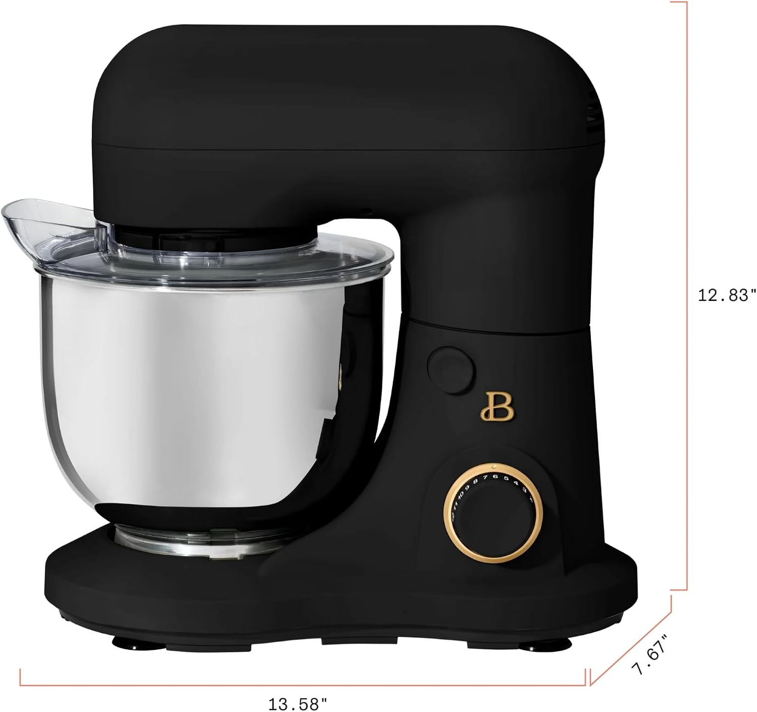 3.5 Qt Stand Mixer, 300W Powerful Motor, Tilt-Head Design with Stainless Steel Bowl, 12 Speeds, Includes Dough Hook Whisk Beater for Baking Mixing (Black Sesame)