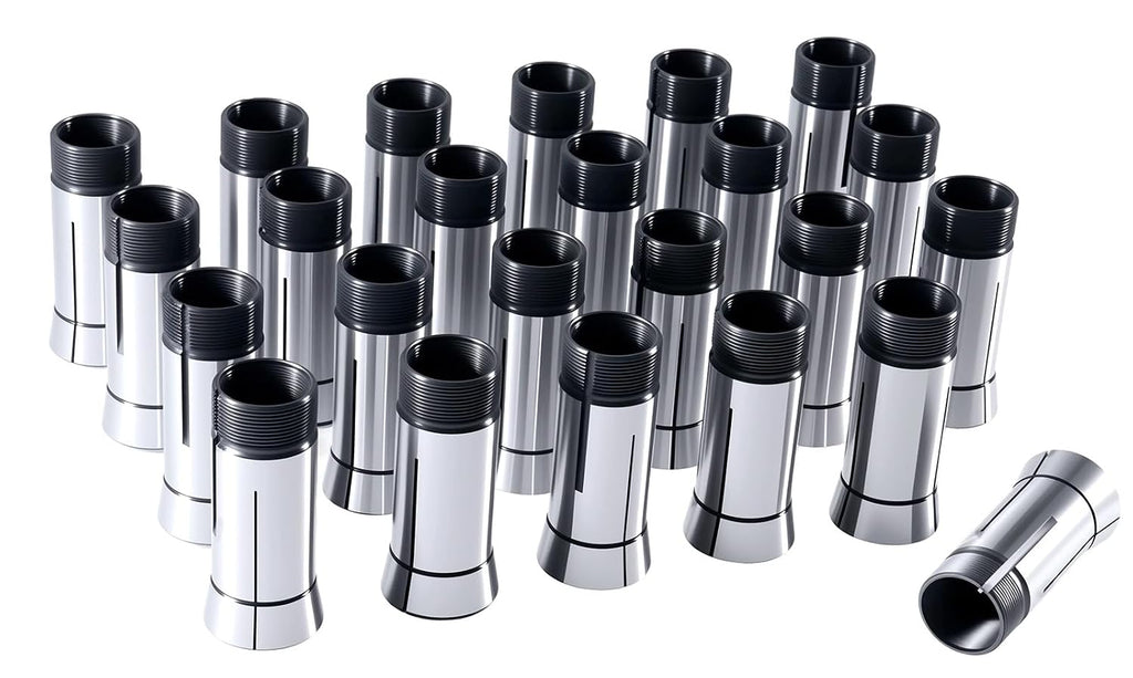 Accusize Industrial Tools 24-Pc 3-26 mm 5C Precision Round Collets, Metric, Hardened & Ground, 0200-5552