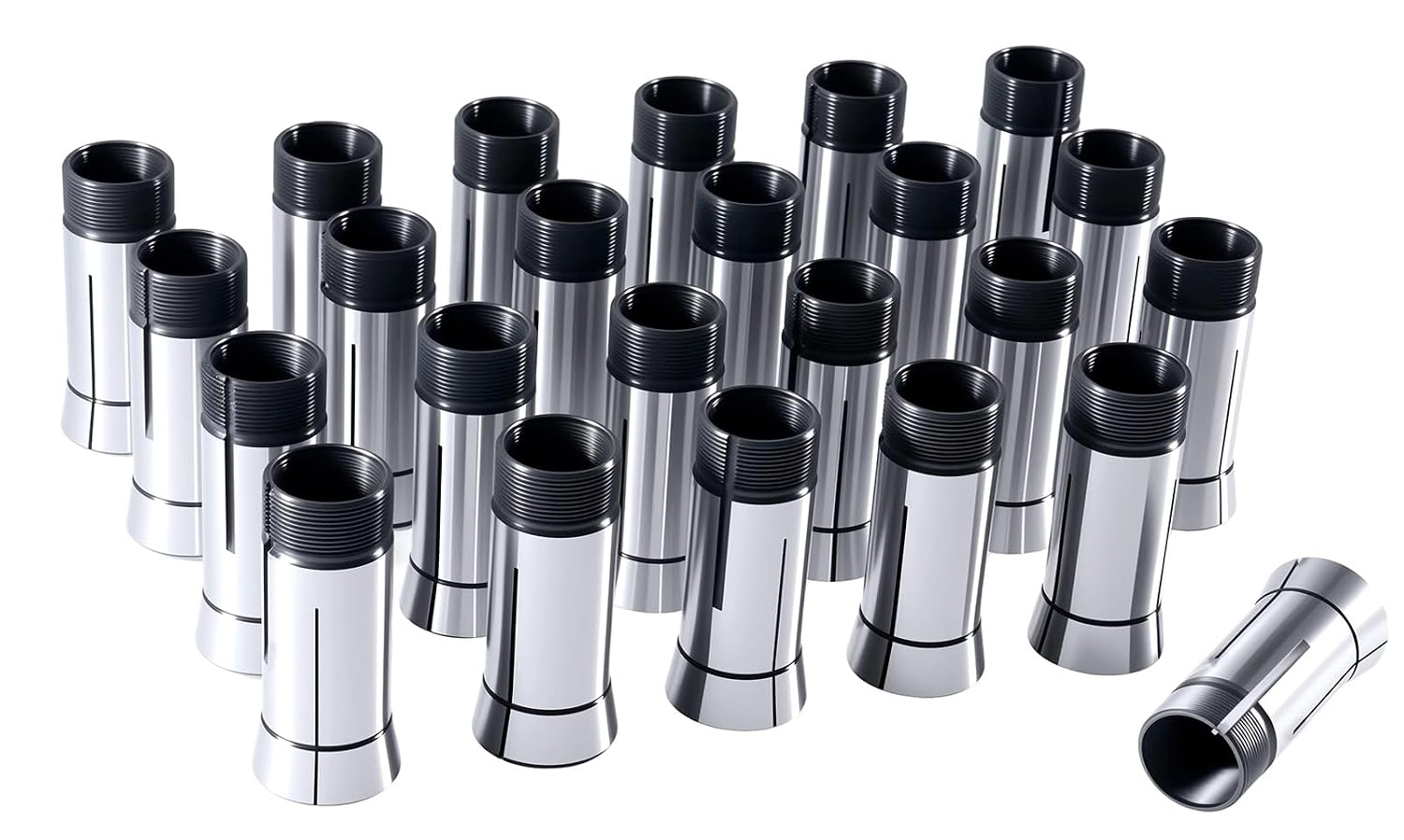 Accusize Industrial Tools 24-Pc 3-26 mm 5C Precision Round Collets, Metric, Hardened & Ground, 0200-5552