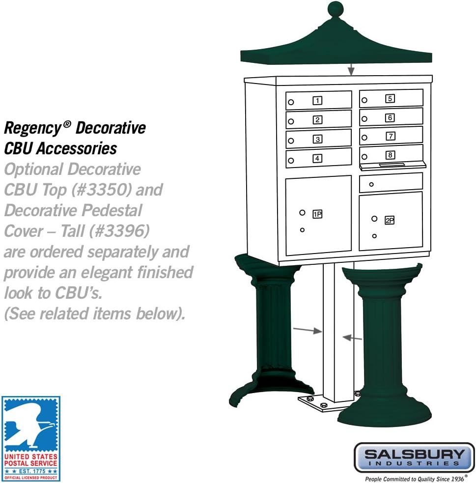 Salsbury Industries 3308GRN-U 8 A Size Doors, United States Postal Access Type I Cluster Box Unit, Green