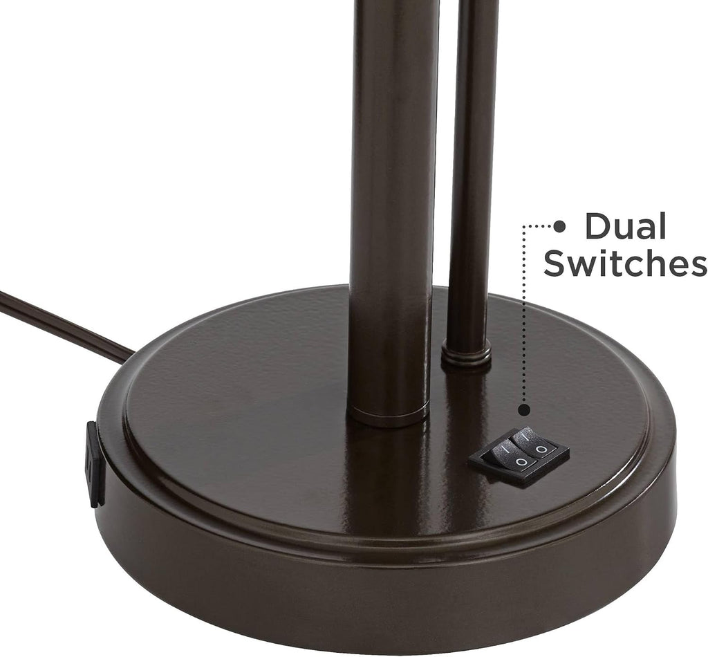 Possini Euro Design Traverse 29' Tall Modern Set of 2 Table Lamps with USB Ports A+C Charging Gooseneck LED Bronze Oatmeal Shade for Living Room Bedroom House Bedside Nightstand Home Office