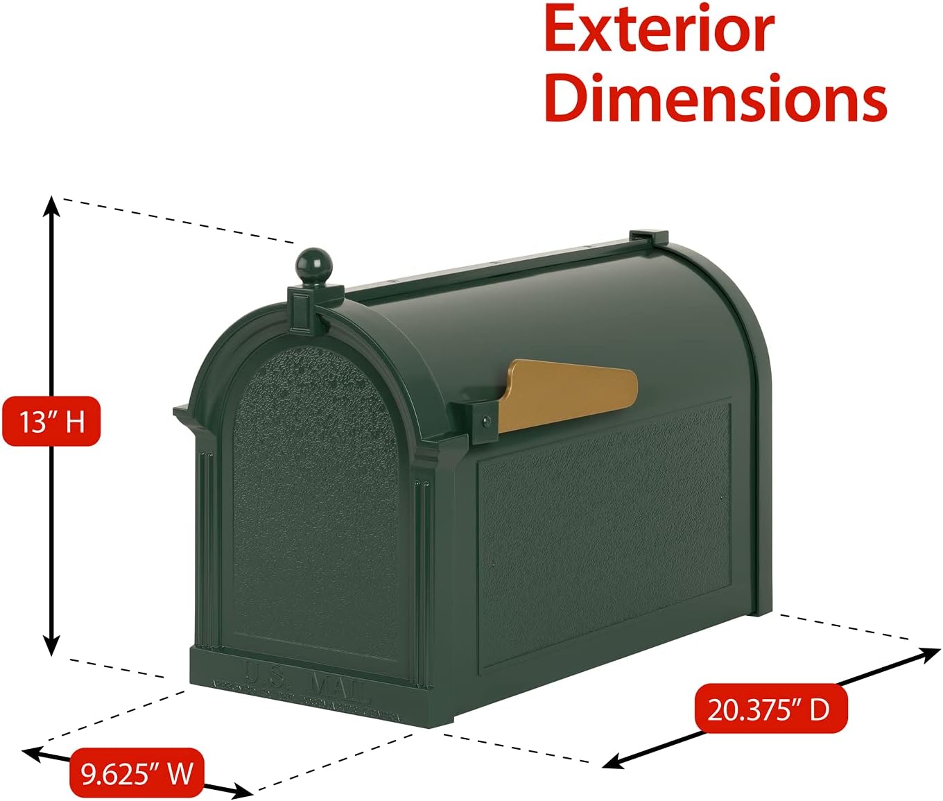Whitehall Premium Mailbox Package - Green,Extra Large