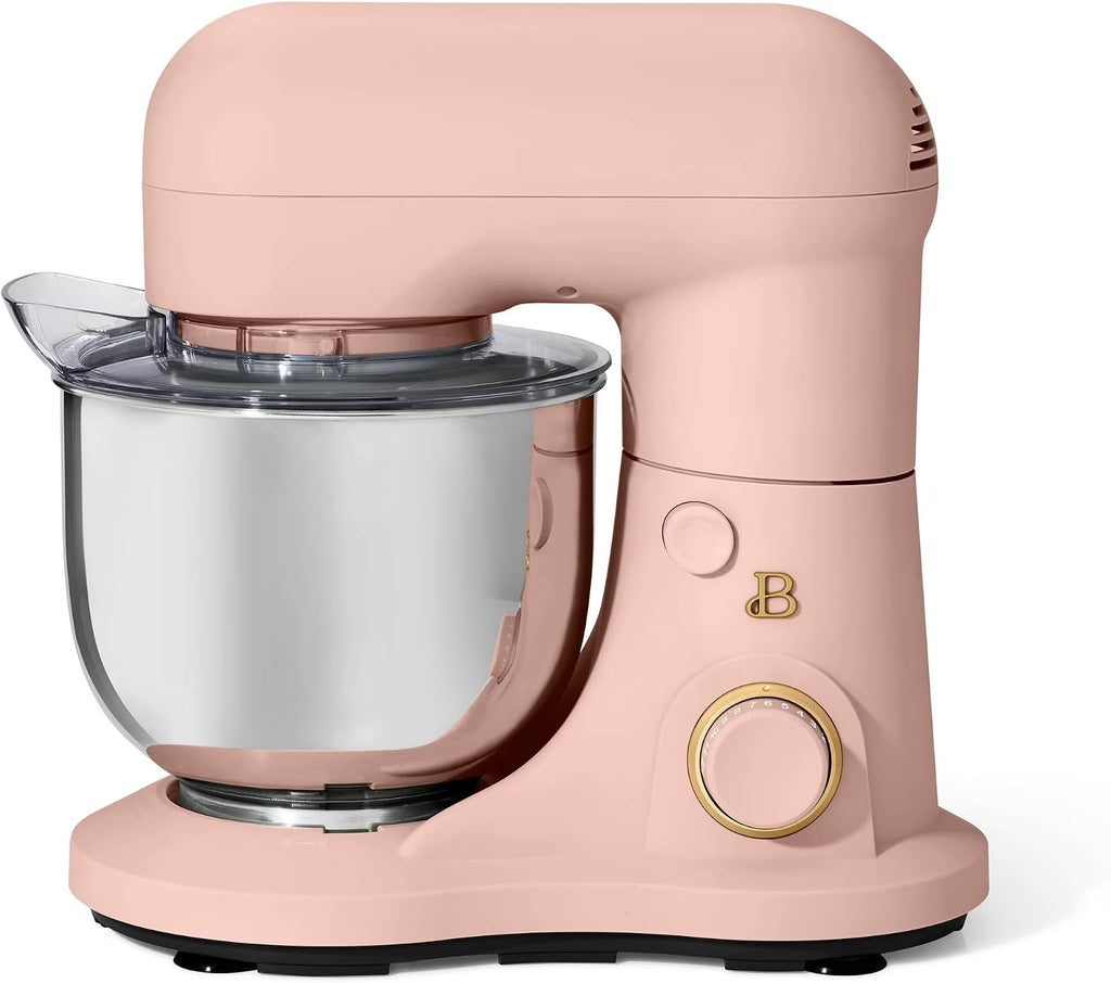 3.5 Qt Stand Mixer, 300W Powerful Motor, Tilt-Head Design with Stainless Steel Bowl, 12 Speeds, Includes Dough Hook Whisk Beater for Baking Mixing (Rose)