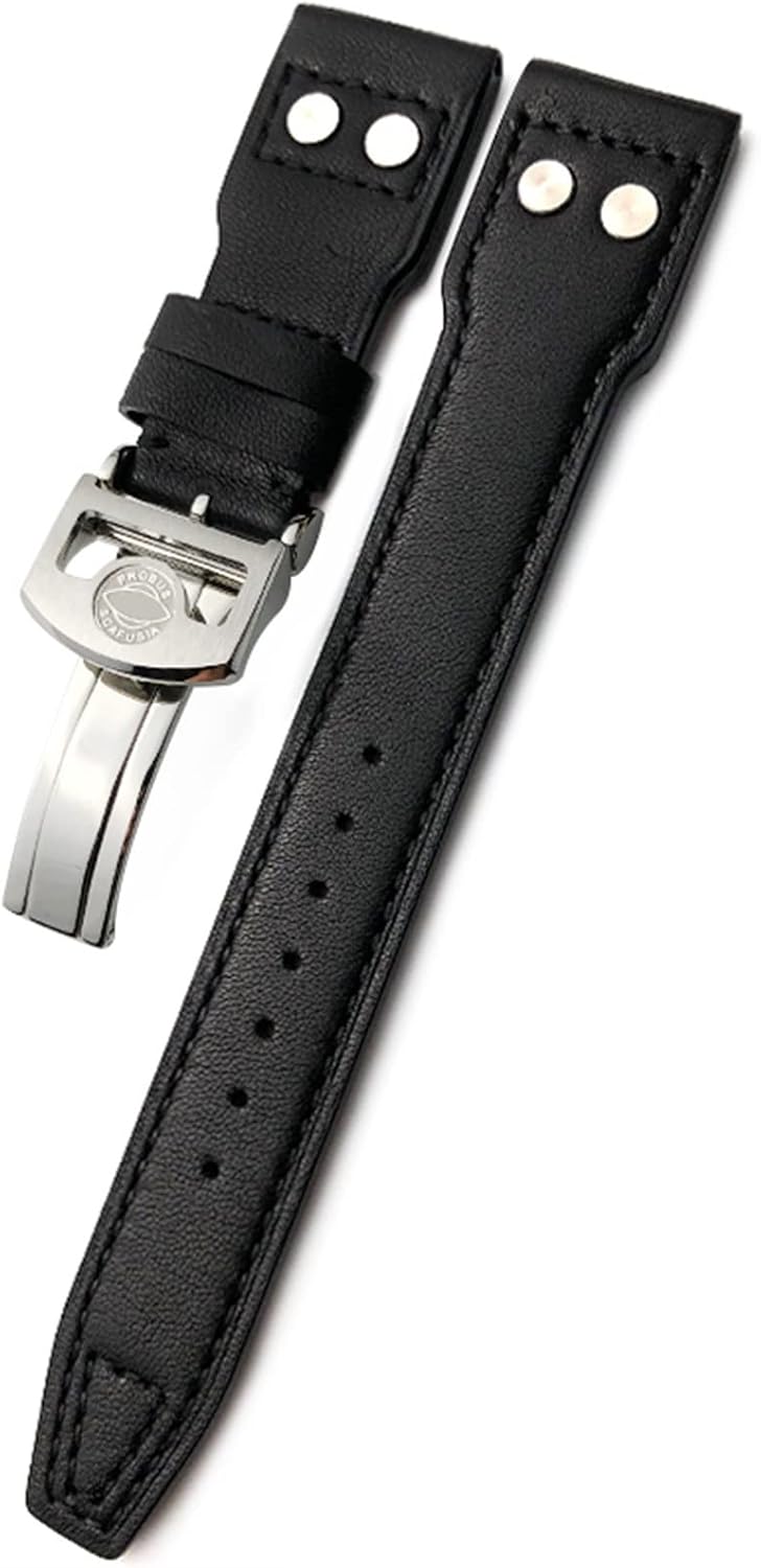 20mm 21mm 22mm Rivet Calfskin Leather Watch Band Fit for IWC Big Pilot IW5009 Spitfire IW3777 Le Petit Prince Mark Strap (Color : Blue, Size 22mm)