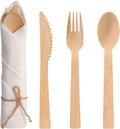 Pre Rolled Napkin and Bamboo Cutlery Set - 300Pack Bamboo Utensils/Compostable Cutlery(300 Forks, 300 Knives, 300 Spoons, 300 Napkins), Biodegradable Wrapped Cutlery for Party, Wedding, Events