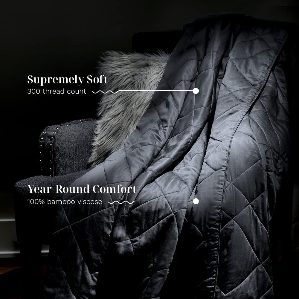 LUXOME Lightweight Blanket | 100% Rayon (Viscose) from Bamboo Fabric & Fill | Full/Queen - 86'x92' | Super Soft | Thermal-Regulating | Charcoal