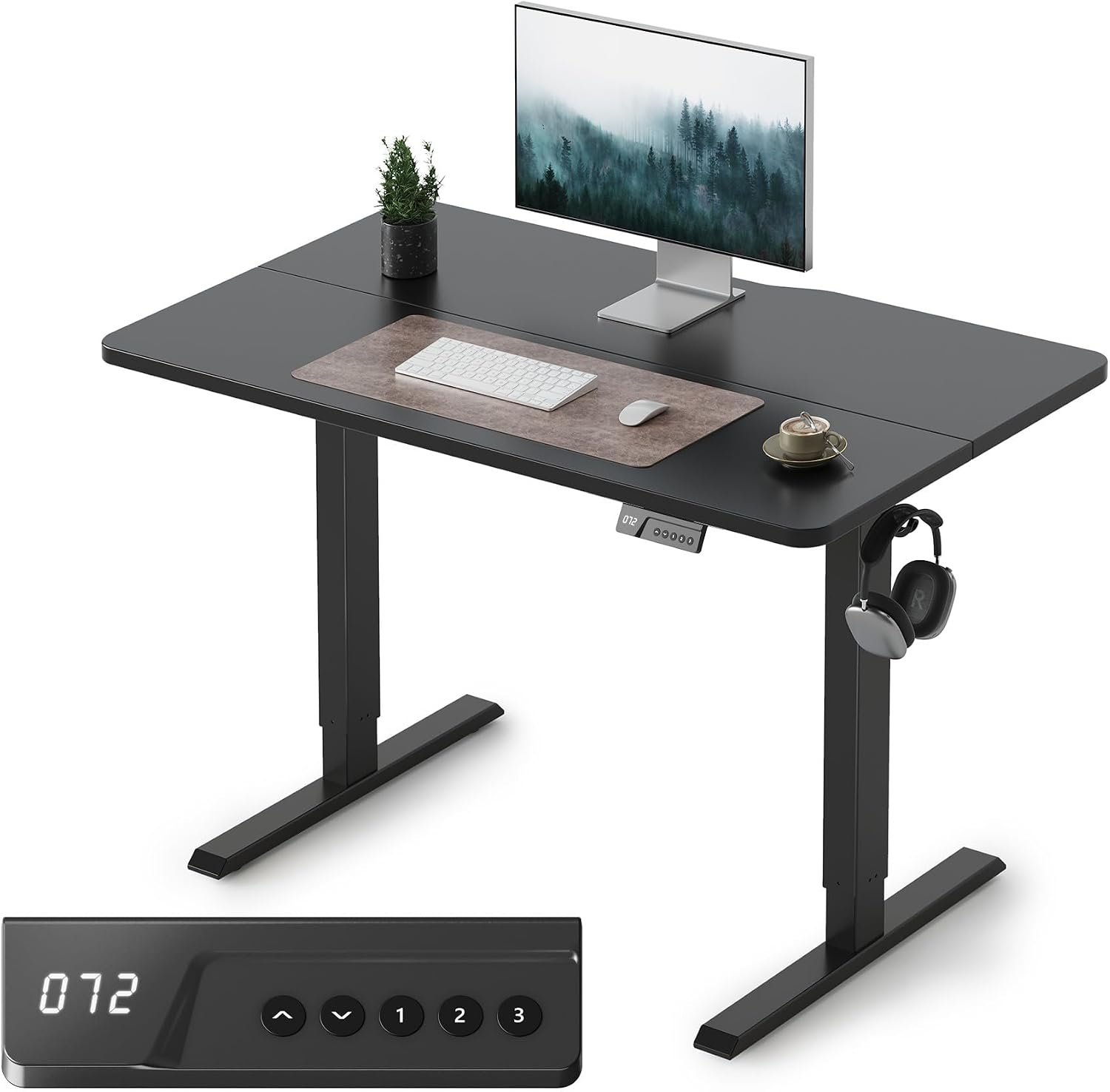 FEZIBO Electric Standing Desk Adjustable Height, 40 x 24 Inch Sit and Stand Desk, Home Office Desk, Ergonomic Workstation Computer Desk, Black