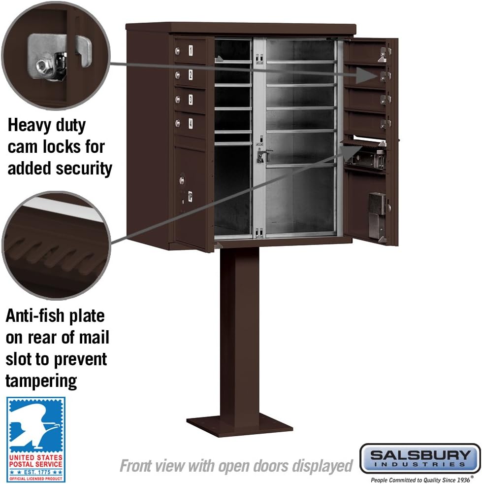 Salsbury Industries 3308BRZ-U 8 A Size Doors, United States Postal Access Type I Cluster Box Unit, Bronze