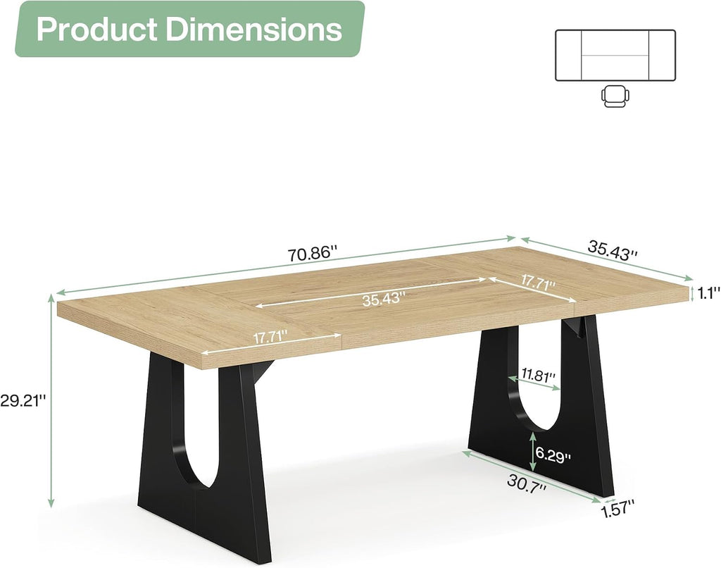Tribesigns 70.86-Inch Executive Desk, Large Computer Office Desk with Double Wood Pedestal, Modern Simple Style Rectangle Writing Table for Home Office