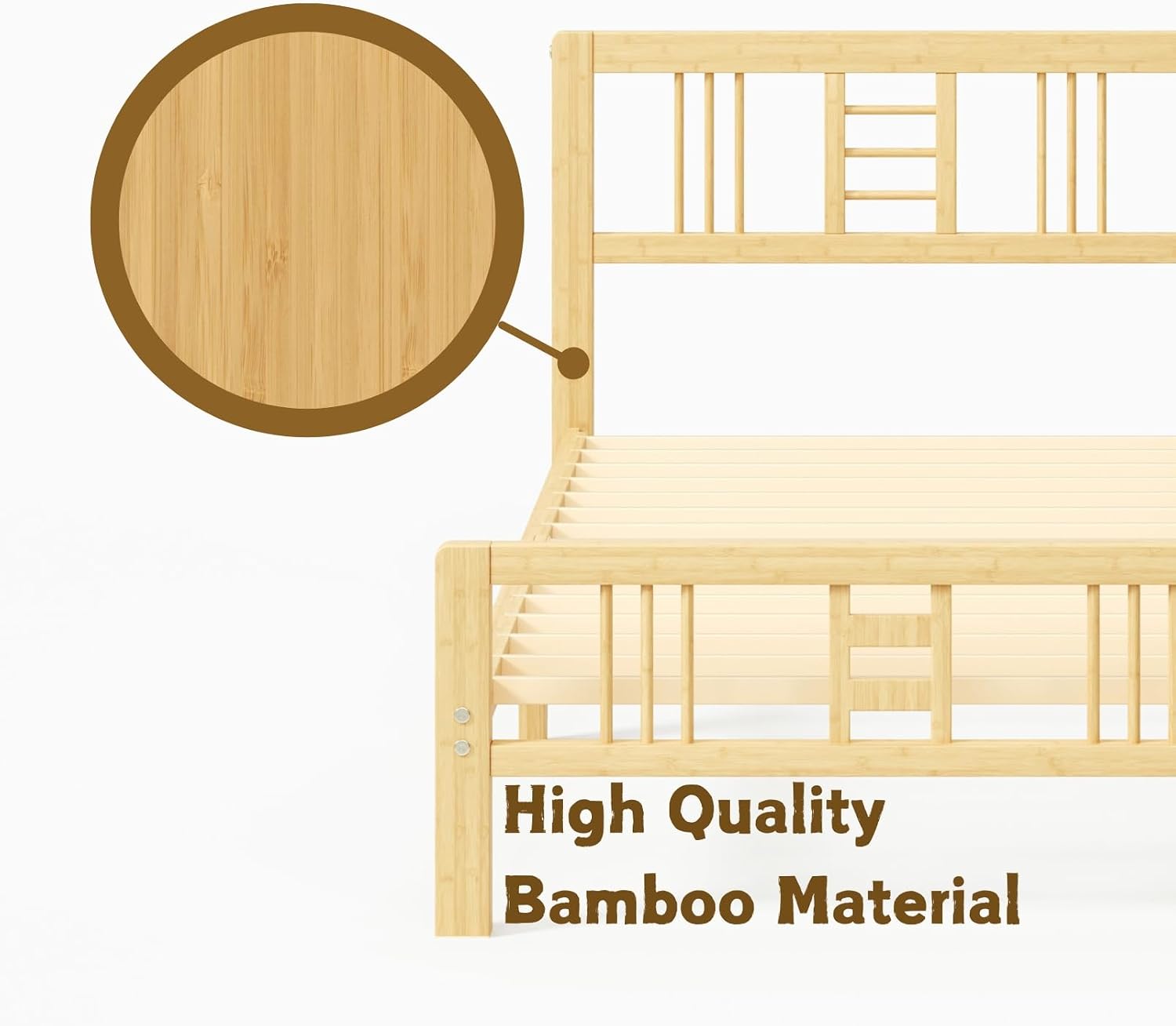10 Inch High Bamboo Twin Bed Frame with Headboard and Footboard, Wood Bed Frame Twin Metal Slat Support Heavy Duty, No Box Spring Needed, Easy Assembly, Noise Free, Reinforced
