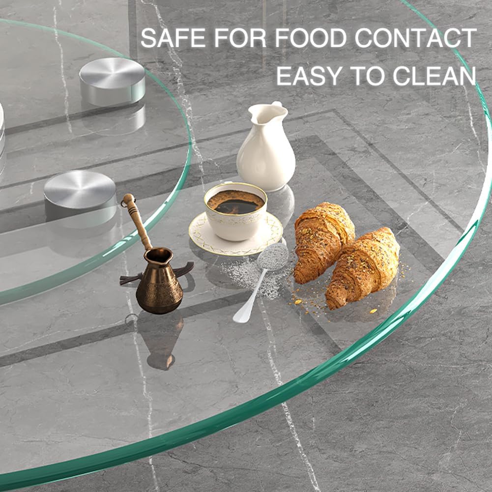 36' Glass Lazy Susan for Dining Table with 6 Rotating Wheels Table Top Centerpiece Kitchen Turntable Large Round Silent & Smooth Spin (Φ 36 Inch)