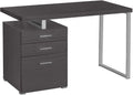 Monarch Specialties Left or Right Facing 47-Inch Modern Home Office Computer Study Writing Desk with Filing Drawer, 48'L, Grey & Silver