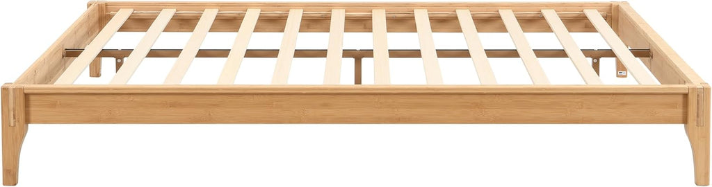 Merax Full Size Bamboo Platform Bed, Mid-Century Modern Bed Frame with Wood Slat Support, No Box Spring Needed, Easy Tool-Free Assembly, Natural