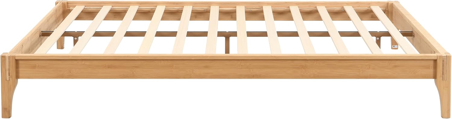 Merax Full Size Bamboo Platform Bed, Mid-Century Modern Bed Frame with Wood Slat Support, No Box Spring Needed, Easy Tool-Free Assembly, Natural