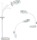 Brightech LightView Pro Magnifying LED Desk Lamp with Light, Hobbies & Reading, Flexibility & Durability Magnifying Floor Lamp, 3 in 1 LED Light Glass Magnifier, Work Light for Pro Uses - White