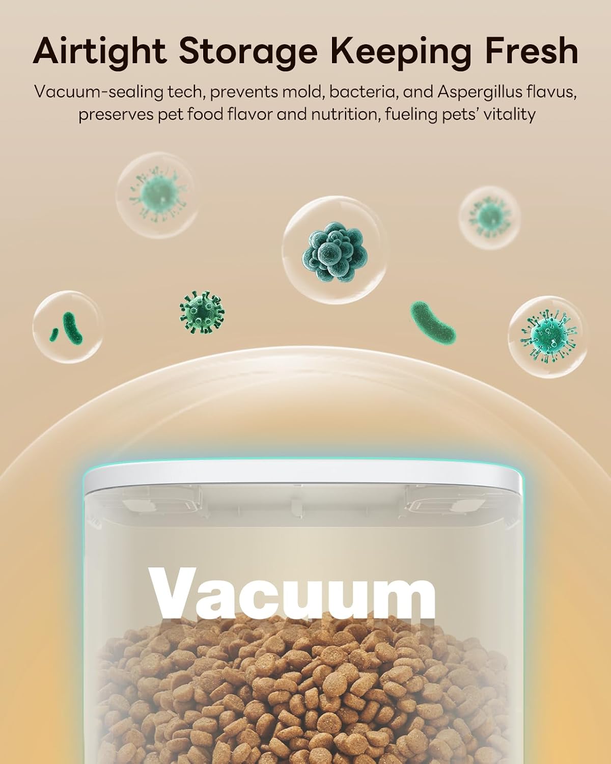 Automatic Dog Feeder for Large Breed, 15L/ 63Cups Vacuum-Sealed Airtight 100% Fresh Timed Home Auto Pet Feeder, Anti-Clog Pet Food Dispenser, 2-22mm Kibble, Voice Record, Dual Power, Stainless Steel