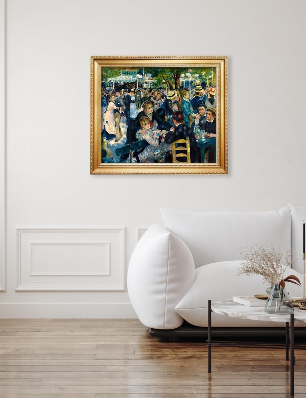 DECORARTS - Bal du Moulin de la Galette by Pierre -Auguste Renoir Art Reproduction. Solid Wooden Frame Matching with Giclee Prints Canvas Wall Art. Total Size: W 29' x H 25'