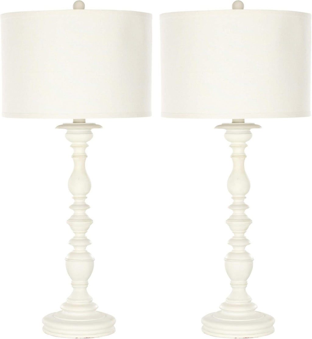 SAFAVIEH Lighting Collection Mamie Farmhouse Cream Candlestick 33-inch Bedroom Living Room Home Office Desk Nightstand Table Lamp Set of 2 (LED Bulbs Included)