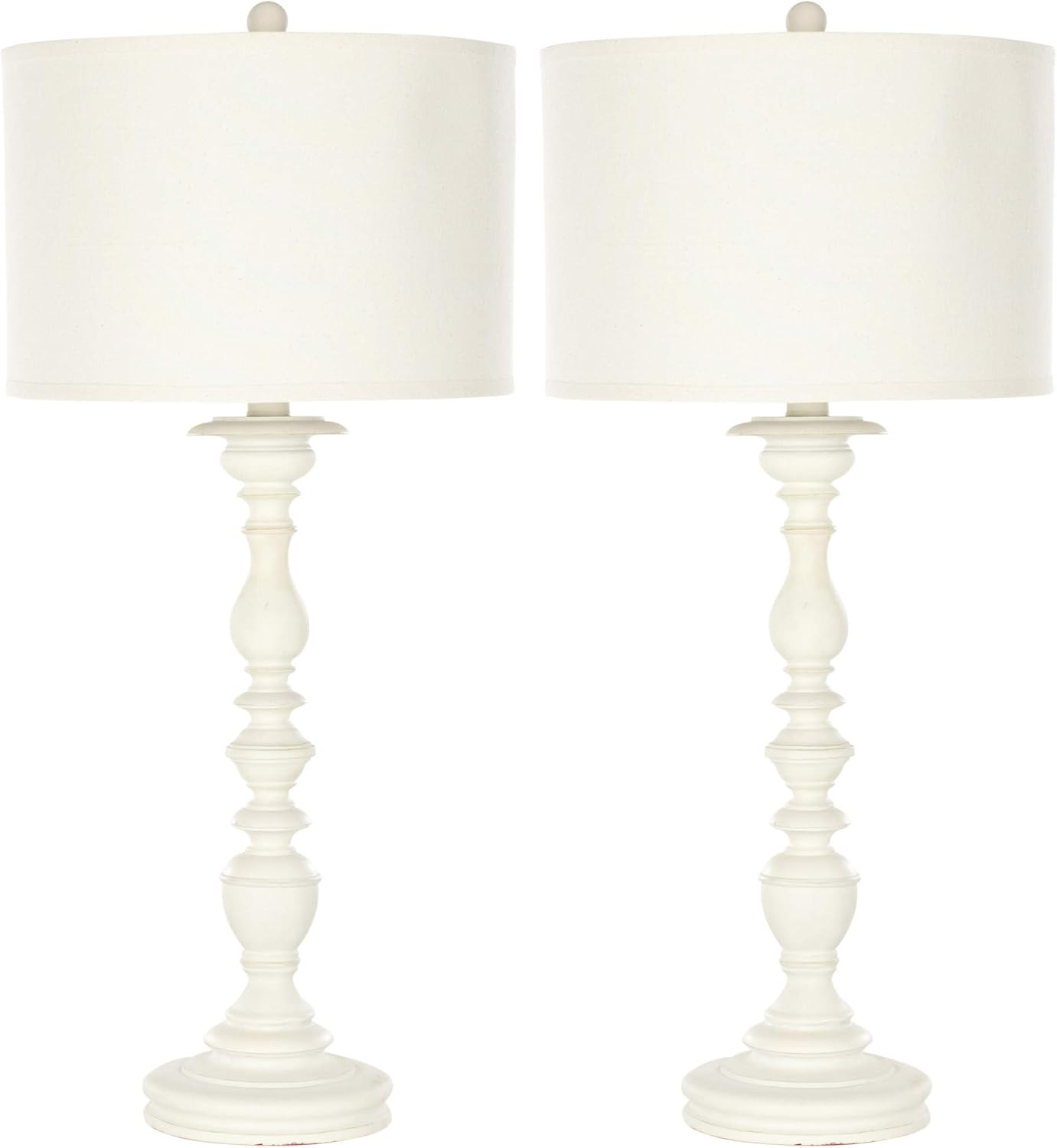 SAFAVIEH Lighting Collection Mamie Farmhouse Cream Candlestick 33-inch Bedroom Living Room Home Office Desk Nightstand Table Lamp Set of 2 (LED Bulbs Included)