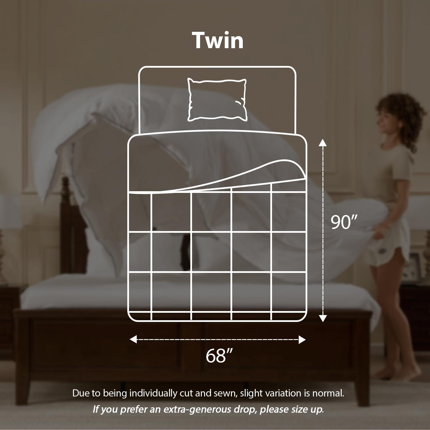 Pacific Coast Goose Feather Down Fiber Comforters Twin Size, Extra Fluffy White Duvet Insert, Ultra-Soft, Breathable, All Season Hotel Luxury Bedding Comforters, 8 Corner & Center Loops (68'x90')