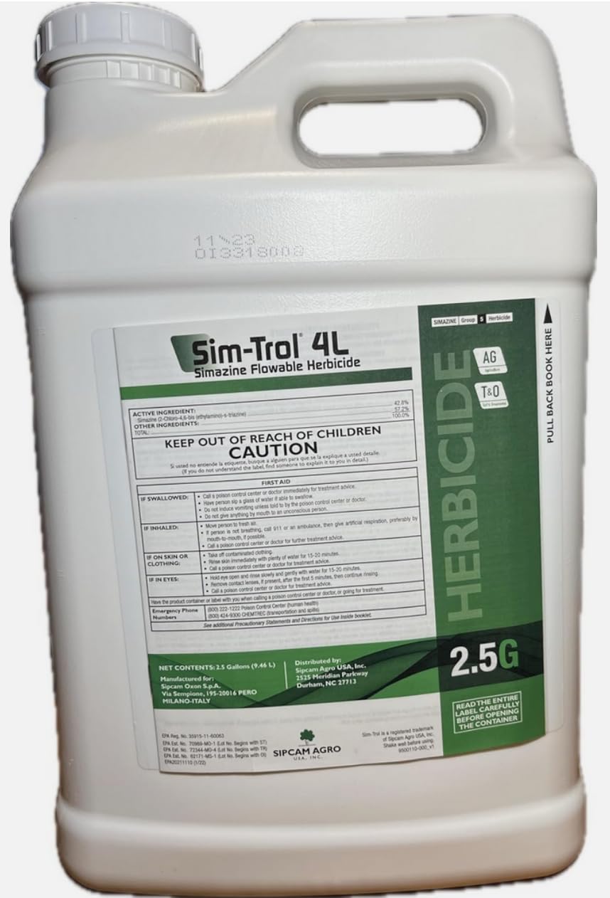 Sim-Trol 4L Simazine Flowable Pre-Emergent Herbicide for Control of Annual Grasses and Broadleaf Weeds.