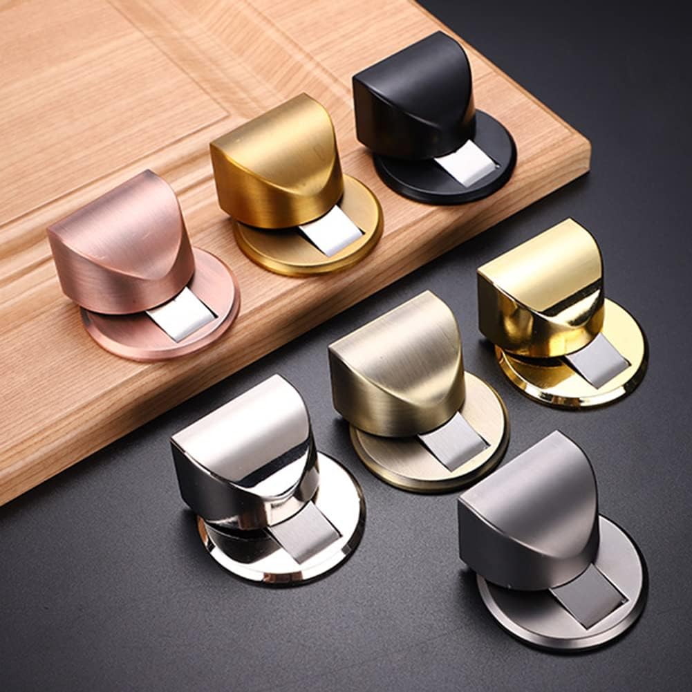Door Wedge Stoppe,Door Stops,Door Stoppers,Magnetic Door Stop Catch Compact Zinc Alloy Floor Door Stopper, Invisible Metal Door Stop for Household Use-Gold||2PCS (Color : Gold) (Bronze)