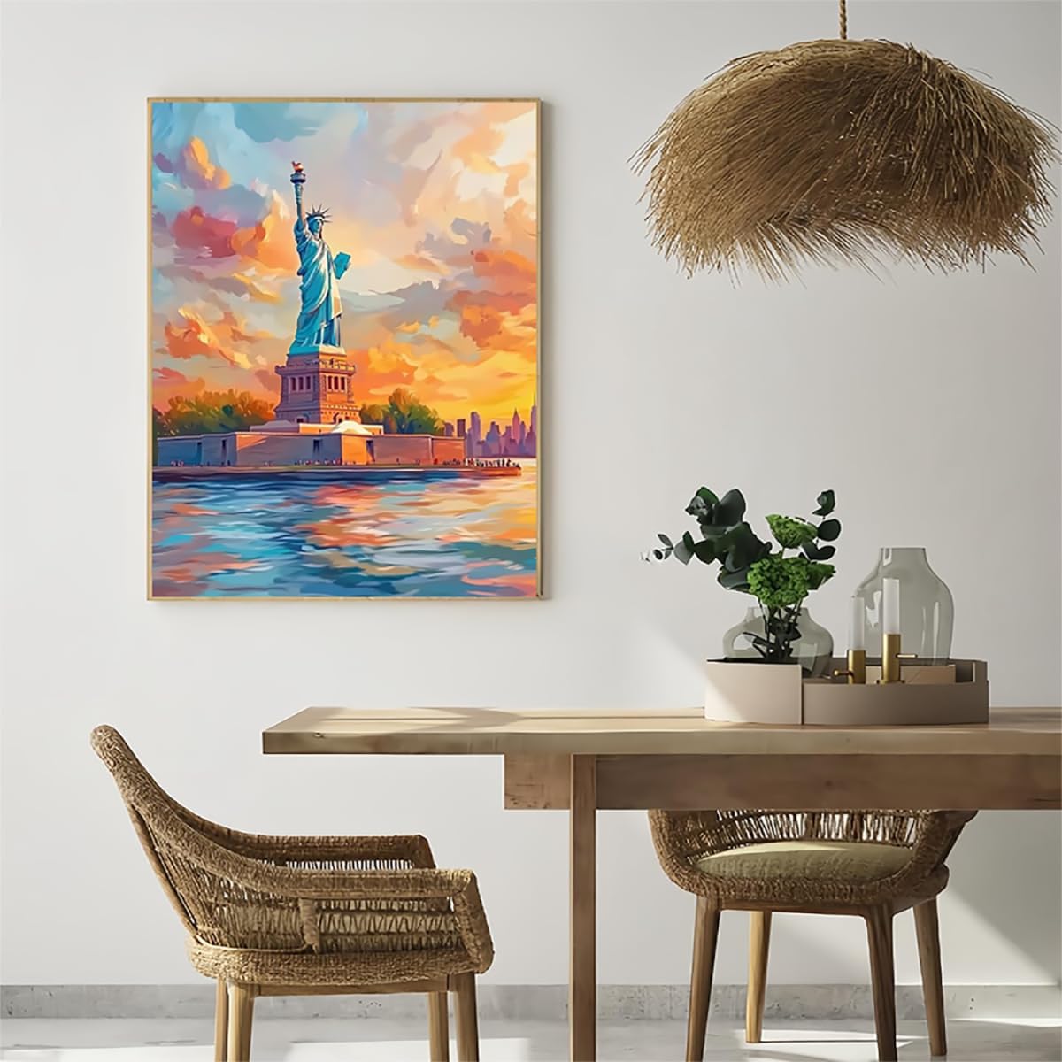Statue Of Liberty Dimond Painting Kit, New York Diamond Art Kits for Adults DIY 5D Square Dirll Crystal Gem Art Paintings Embroidery Crafts Picture, Home Wall Decor, Gifts for Women 36x48in u4-10F