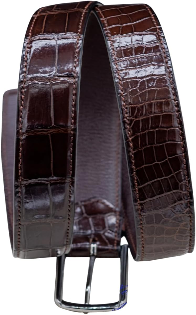 Genuine Alligator Leather Belts Buckle for Men, Crocodile Skin Belt for Mens