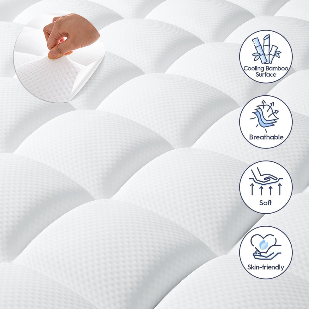 ELEMUSE 3 Inch Dual Layer Full XL Memory Foam Mattress Topper,Cooling Memory Foam & Plush Pillow Top Pad, Extra Length Pressure Relief Bed Topper for Tall Sleepers, Adjustable Bed & Studio Apartment