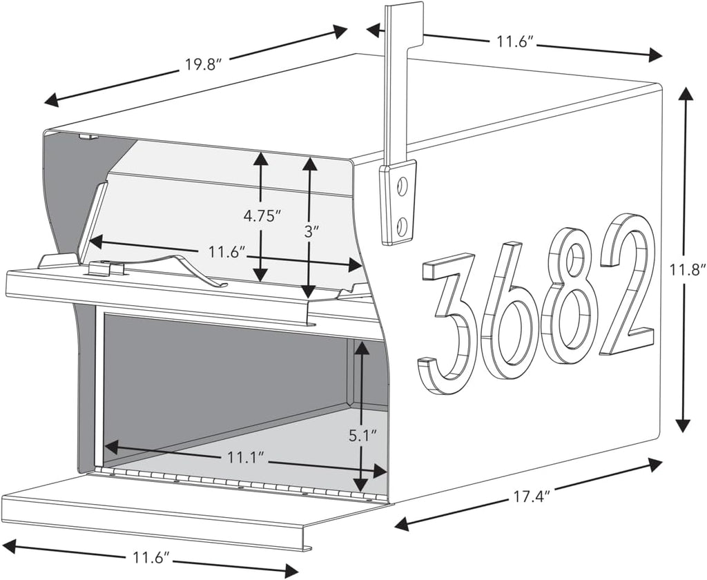 Whitehall MailVault Streetside Locking Mailbox with Post Package – Steel, Secure Weather Resistant Modern Square Mailbox (Black)