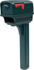 Gibraltar Mailboxes Gentry Large Capacity Double-Walled Plastic Green, All-In-One Mailbox & Post Combo Kit, GGC1G0000
